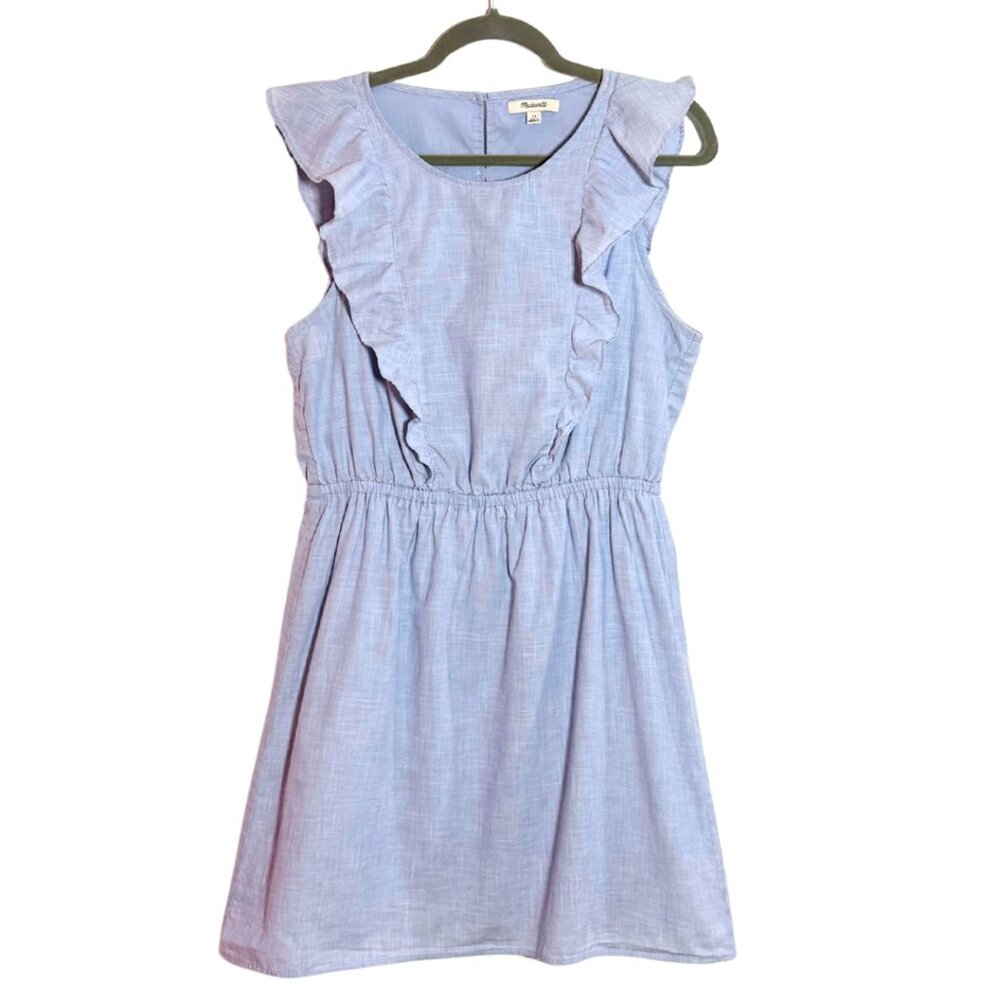 Madewell Chambray Cotton Sleeveless Ruffle Mini Dress Size 10